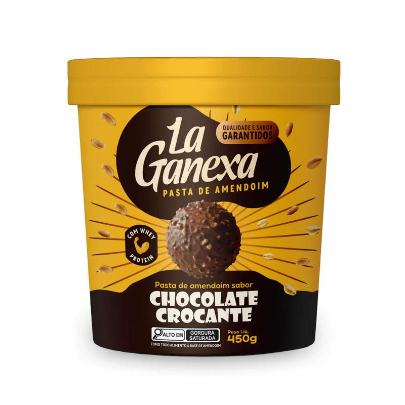 Pasta de Amendoim LA GANEXA Sabor Chocolate ao Leite Crocante - 25% de Proteína