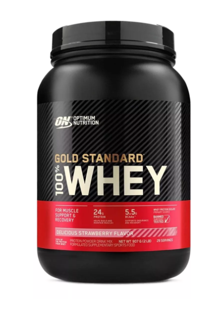 Gold Standard 100% Whey Protein 907g On Optimum Nutrition Sabor morango + Coqueteleira Exclusiva On