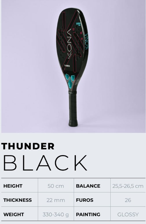 RAQUETE BEACH TENNIS KONA THUNDER BLACK + KIT