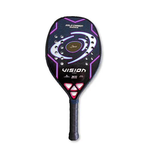 RAQUETE BEACH TENNIS VISION GOLD CARBON TITANIUM 2025 + ACOMPANHA CAPA E MUNHEQUEIRA EXCLUSIVA VISION