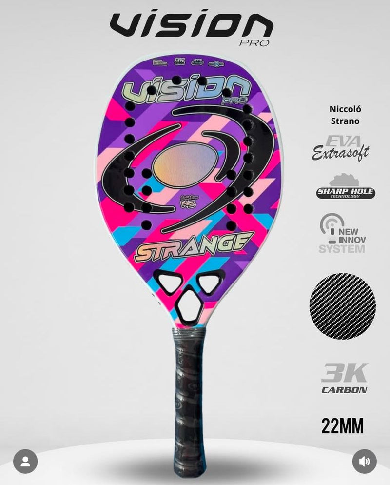 RAQUETE BEACH TENNIS VISION STRANGE 2025 + CAPA E MUNHEQUEIRA EXCLUSIVA VISION PRO