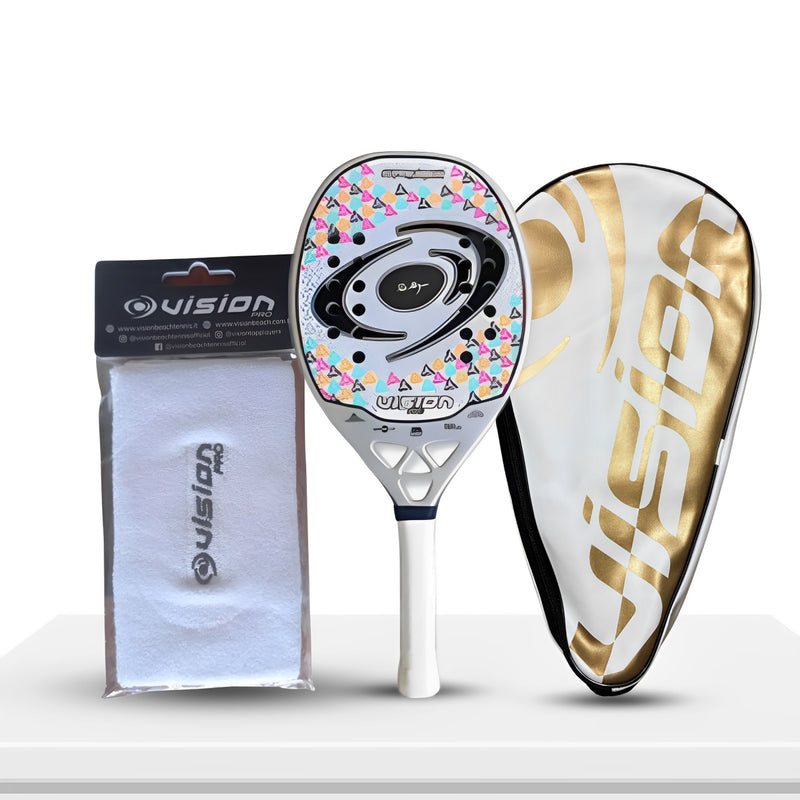 RAQUETE BEACH TENNIS VISION SUPERCARBON PRO 2025 + CAPA E MUNHEQUEIRA EXCLUSIVA VISION PRO