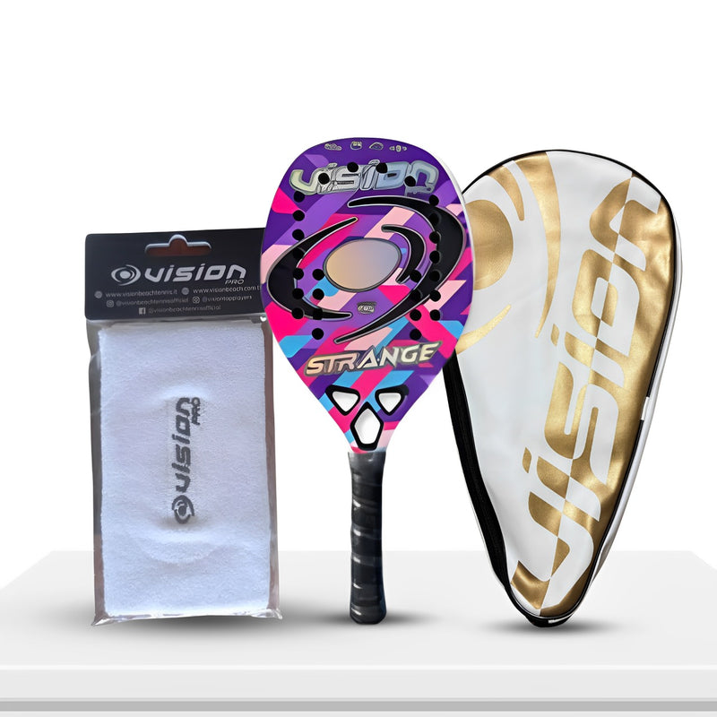 RAQUETE BEACH TENNIS VISION STRANGE 2025 + CAPA E MUNHEQUEIRA EXCLUSIVA VISION PRO