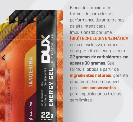 Energy Gel Com Cafeína 30g Display 10 Sachês Dux Nutrition