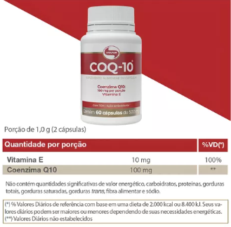 Coenzima Q10 - 60 cap (200mg p/ porção) - Vitafor