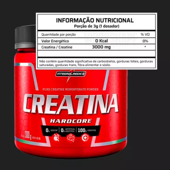 Creatina Mono-hidratada Integralmédica - Hardcore em Pó 300g sem Sabor