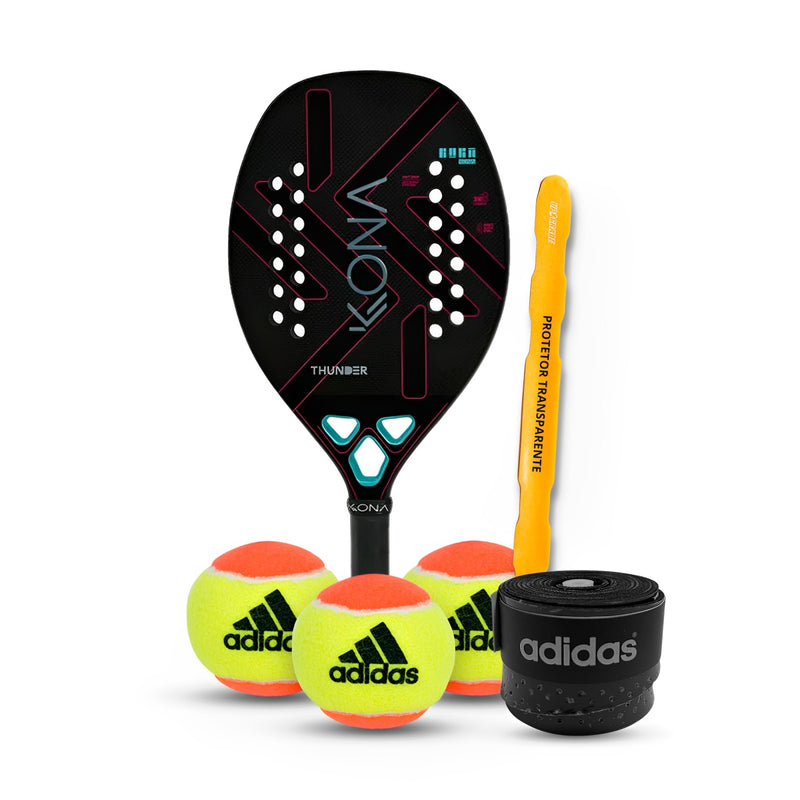 RAQUETE BEACH TENNIS KONA THUNDER BLACK + KIT