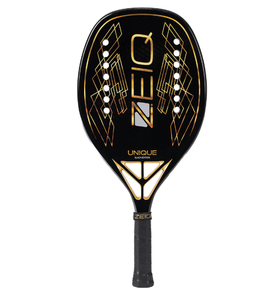 Raquete de Beach Tennis Unique Zeiq Black - 2025 – Carbono 18k + Camiseta Exclusiva Zeiq